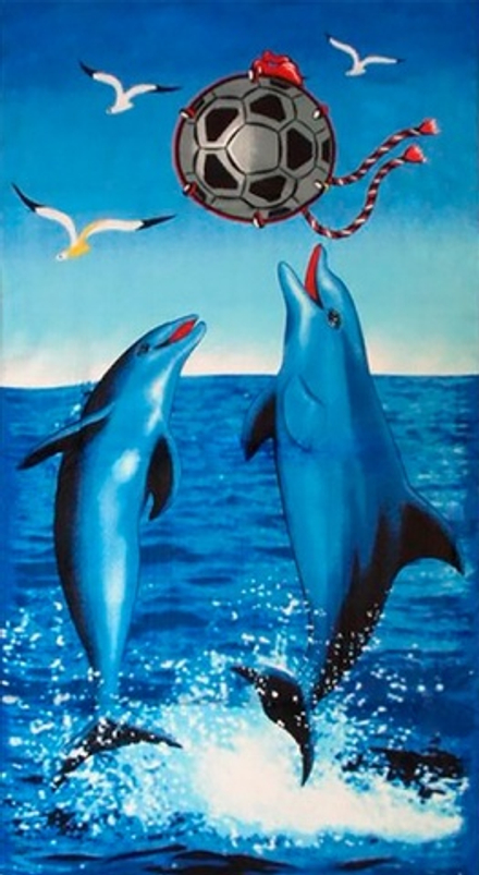 Пляжное полотенце с дельфинами 70*140 см (арт. 0711)