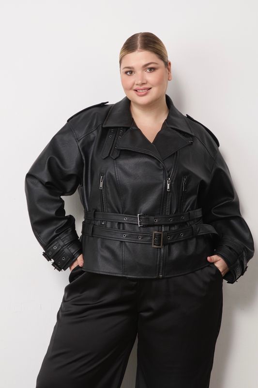 Куртка-косуха с ремнями, черный