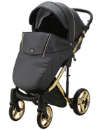 Детская коляска Adamex Chantal Special Edition Deluxe 3 в 1 C113 (ЧЕРН.ПЕРЛ.КОЖА+ЗОЛОТО РАМА)