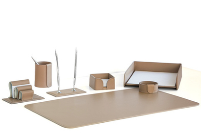 Настольный набор из кожи цвет cafe latte 7 предметов №8