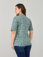 Блузка БЛ-122/шалфей-кораллцветы