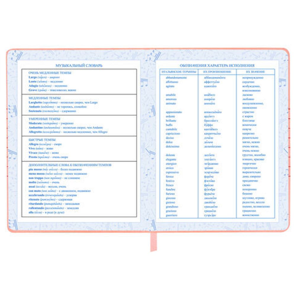 Дневник для музыкальной школы 170х215 мм, 48 л., обложка кожзам твердая, фольга, BRAUBERG, справочный материал, НОТКИ, 107368