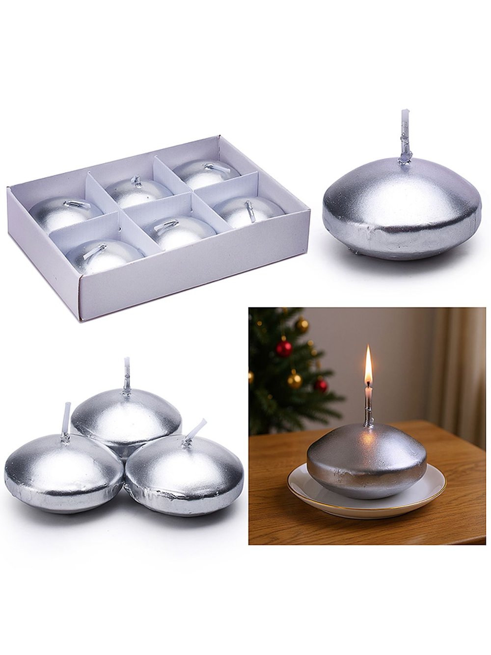 Набор свечей восковых Серебро (00-7085)