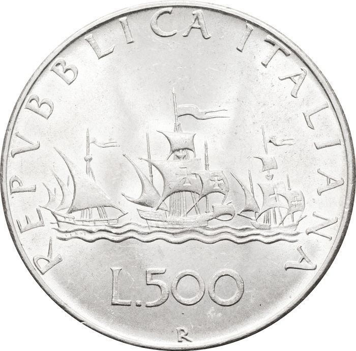 500 лир 1967 Италия. Корабли Колумба