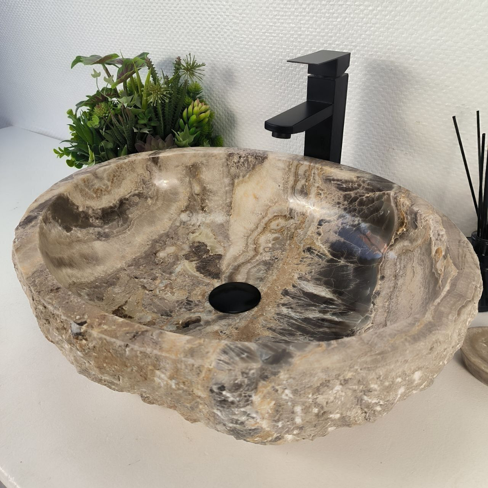 Каменная раковина из оникса Erozy Grey EO-04736 (53*44*15) 0156 из натурального камня