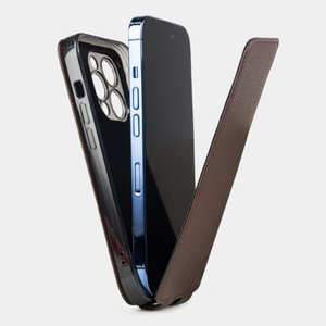 Чехол для iPhone 14 Pro из кожи козы, шоколадного цвета