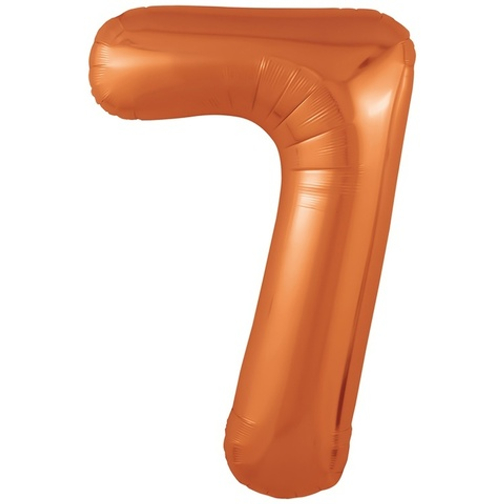 Аг 40''/102 см, Цифра Slim Папайя/Оранжевый "7"(наполнен гелием)