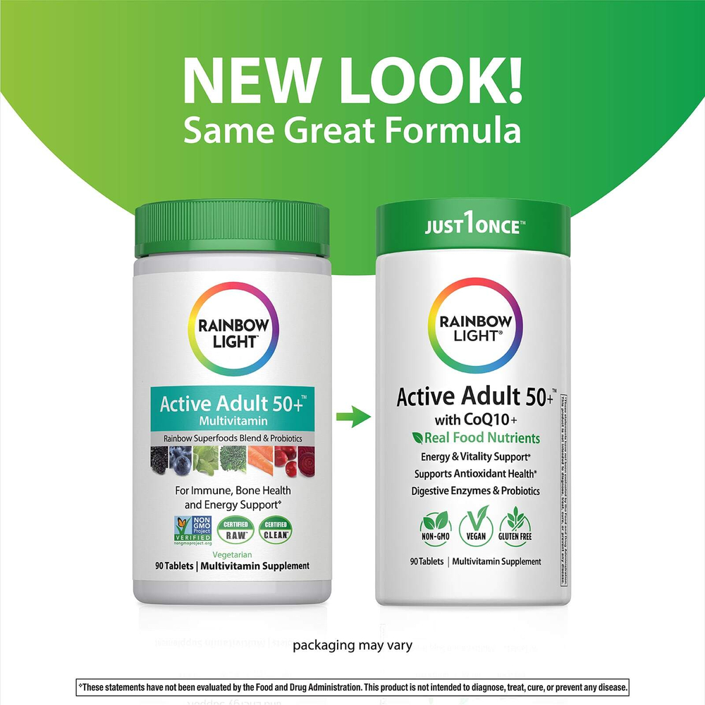 Rainbow Light, Active Adult 50+™, с коэнзимом Q10+, 90 таблеток