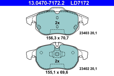 ATE - 13047071722-ATE - Brake Pad Set, disc brake