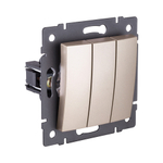 Выключатель 3-клавишный 10А/250В, изогнутый, золотой Kollinger REA-R-012GD для Aspekt, Eleganz, Reflex