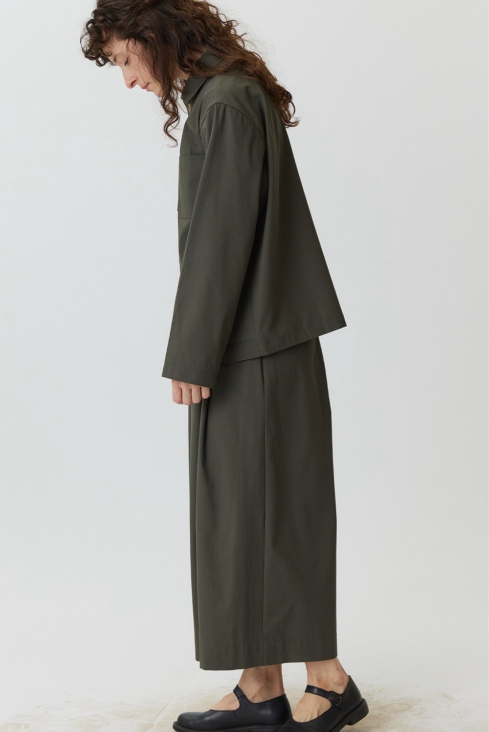 Кюлоты из серо-зеленого хлопка