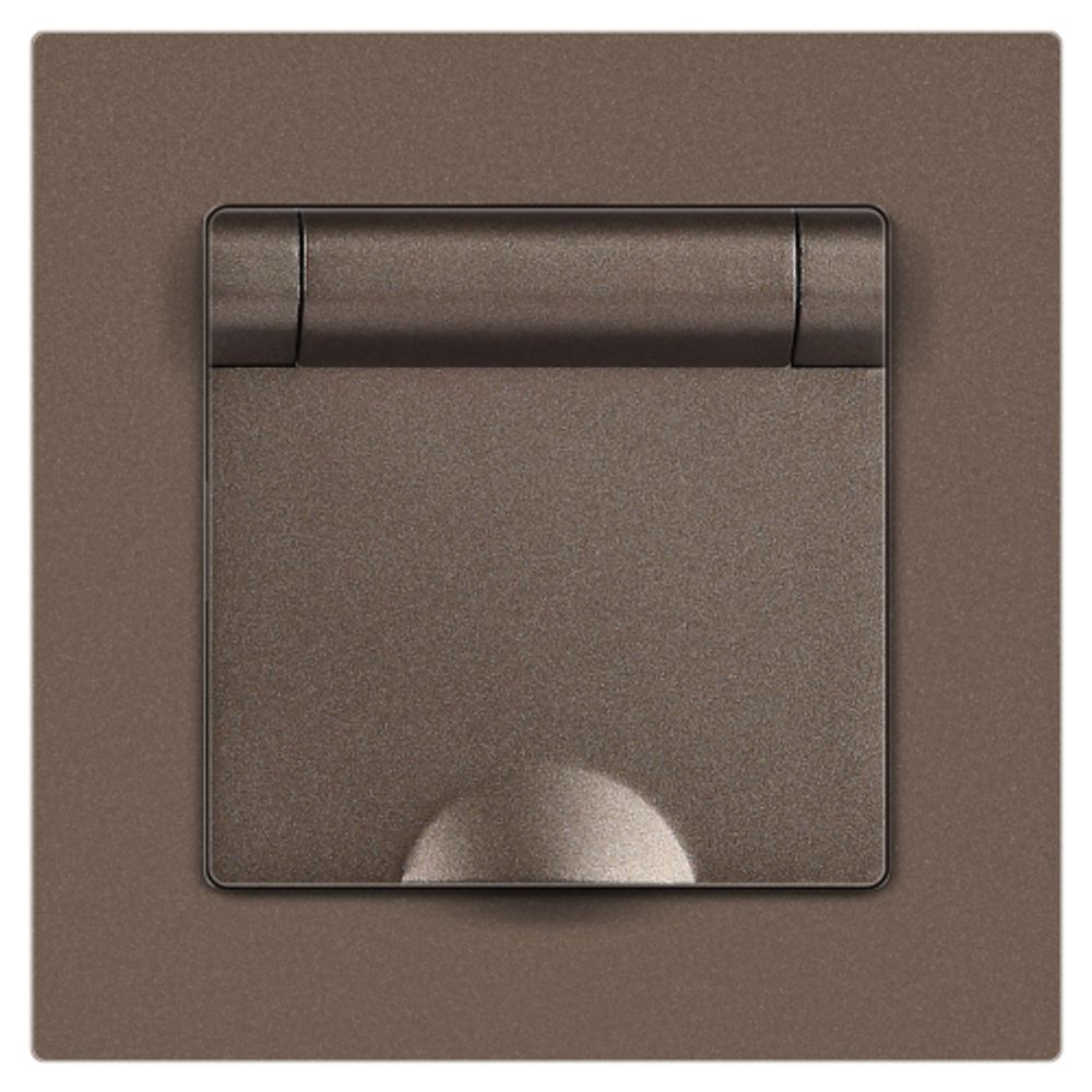 Розетка Intro Accent 6-203-08 с заземлением 2P+E Schuko с крышкой 16А-250В IP20 СУ AL/CU бронза | Intro