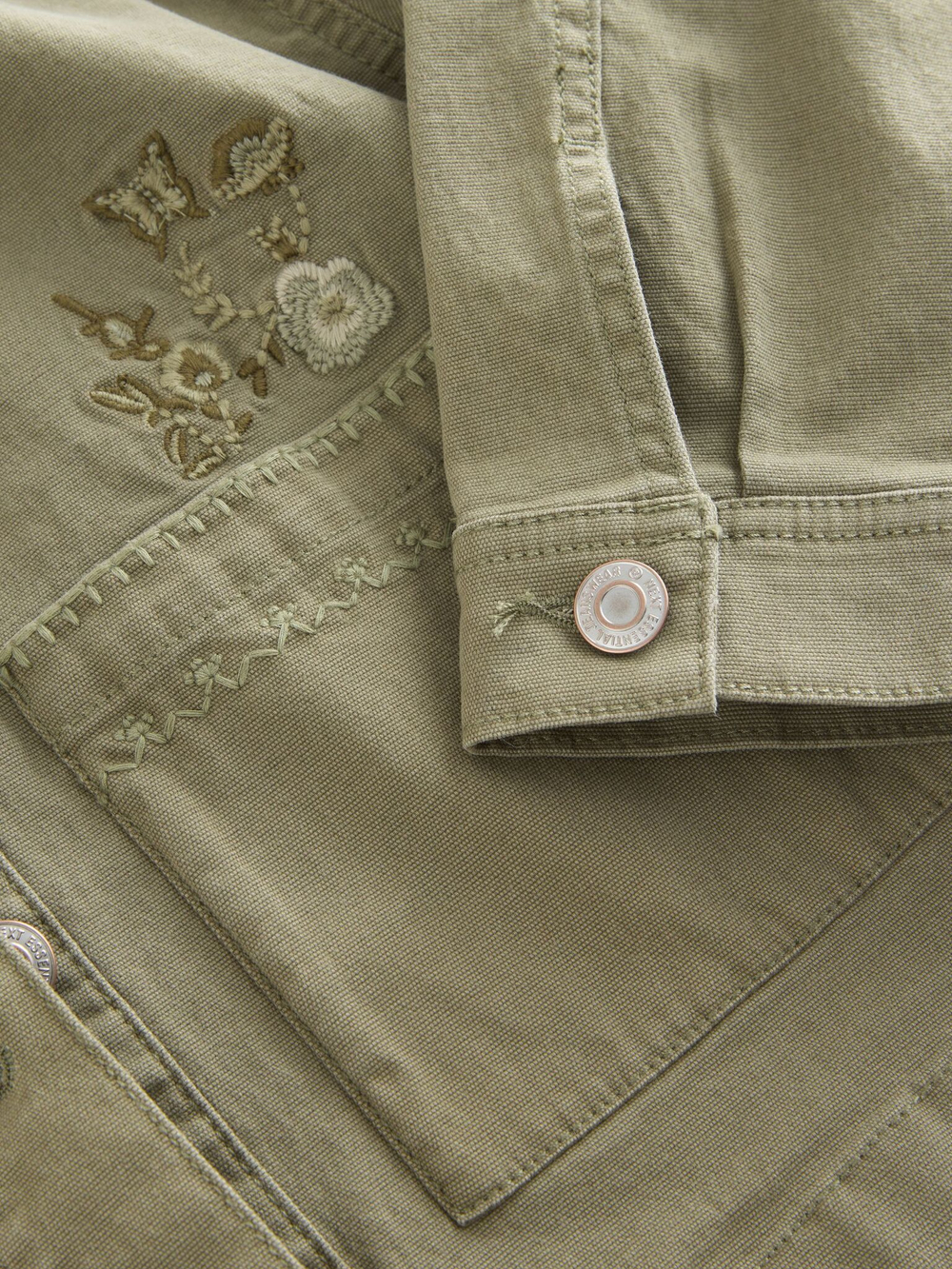 Куртка джинсовая с вышивкой для девочки Next E25-208, Хаки