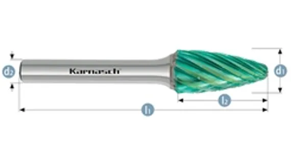 Борфреза твердосплавная Karnasch форма L, 6х18х6х50 мм, насечка HP-3 PRO, без покрытия, арт. 11.4098-010