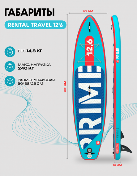 25 SUP PRIME TRAVEL 12&#39;6*34&quot;*6&quot; blue