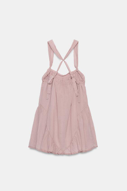 ZARA МИНИ-ПЛАТЬЕ НА БРЕТЕЛЯХ ИЗ ШИФОНА, СИРЕНЕВЫЙ