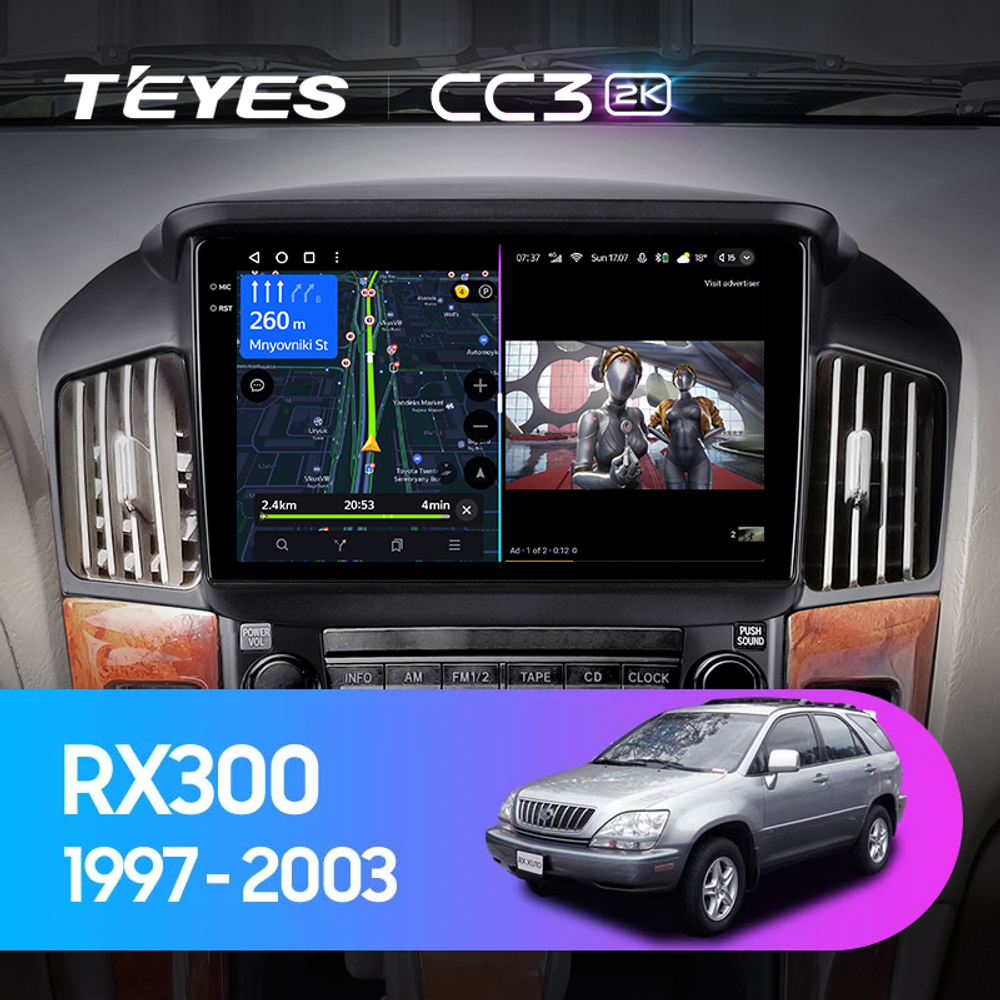 Teyes CC3 2K 9"для Toyota Harrier, Lexus RX 300 1997-2003