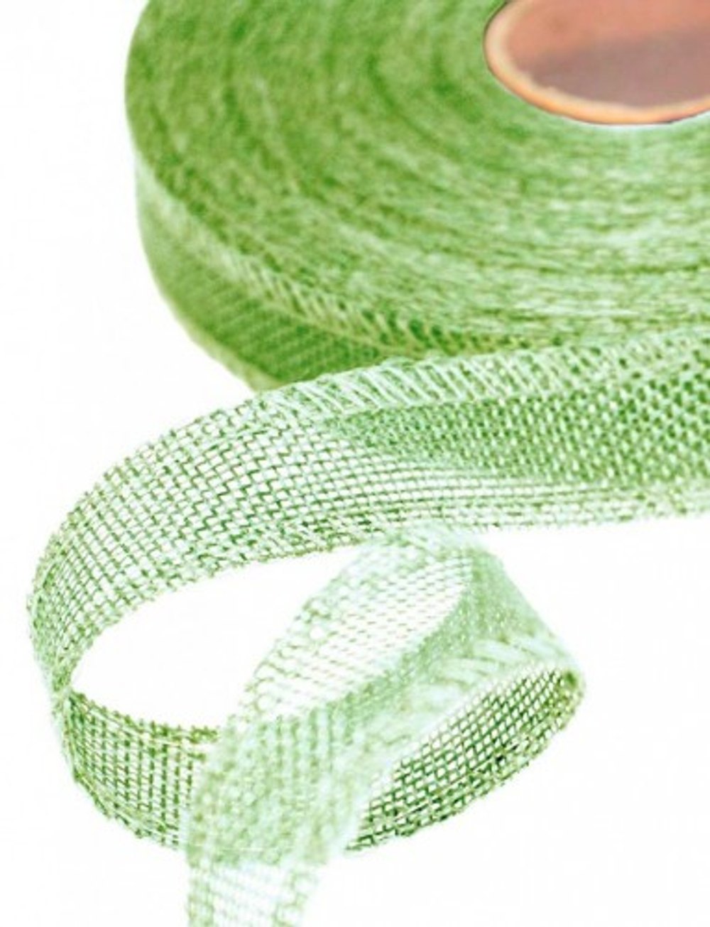 Лента Льняная 2,5см х 28м с проволокой (Зеленый)