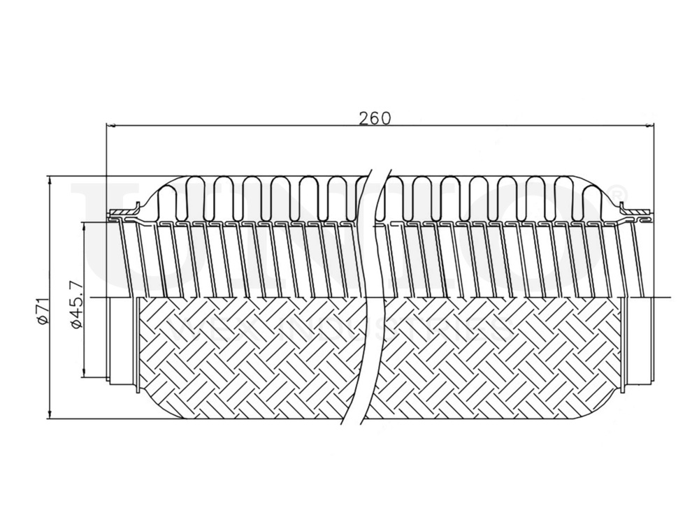 Гофра глушителя 45x260 мм InterLock UNIO EXP-45260L