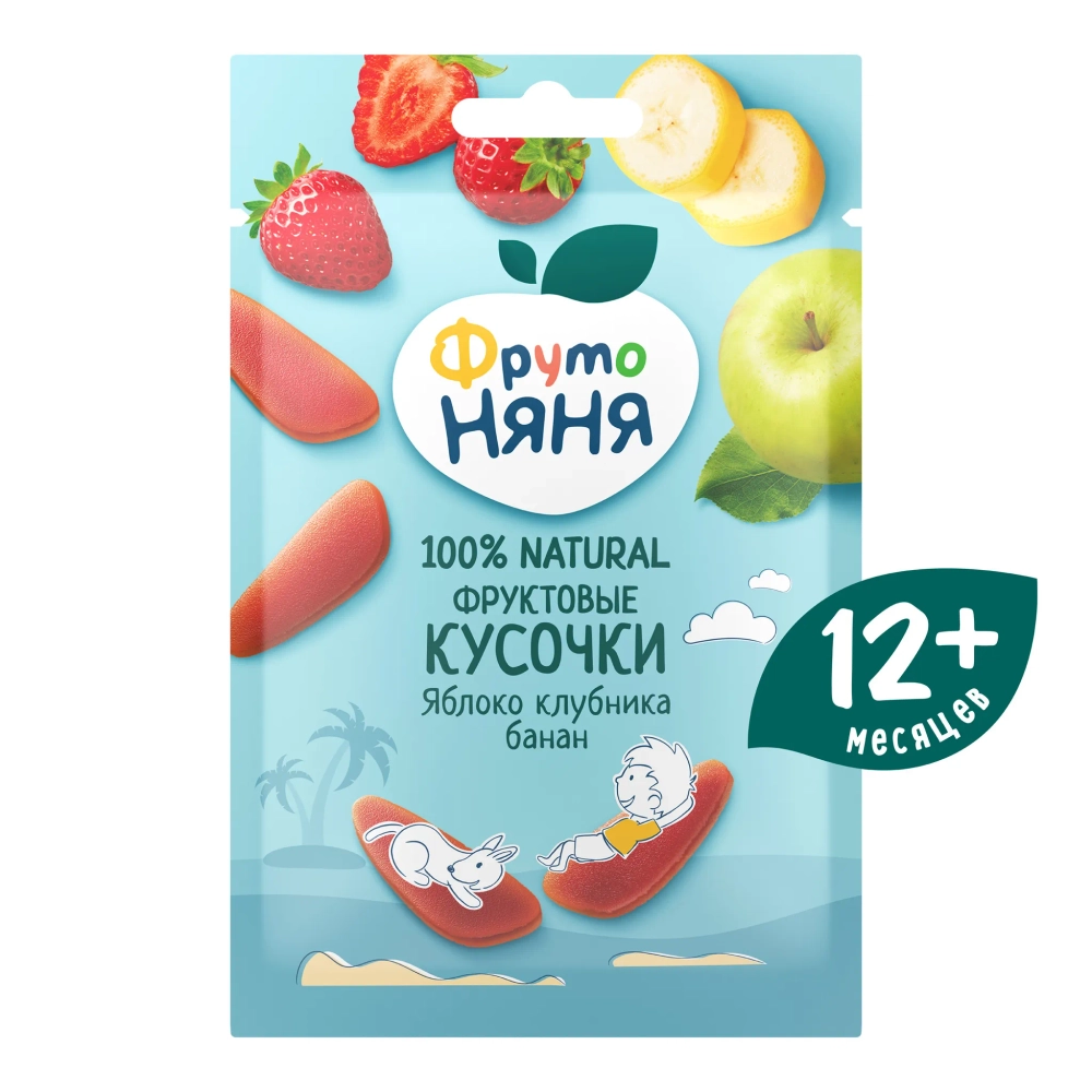 Фрутоняня Фруктовые кусочки яблоко-клубника-банан 15 гр