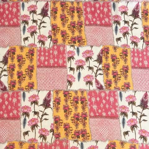 ЦВЕТОЧНЫЕ ЭСКИЗЫ, РОЗОВО-ЖЕЛТЫЙ - 100% хлопок