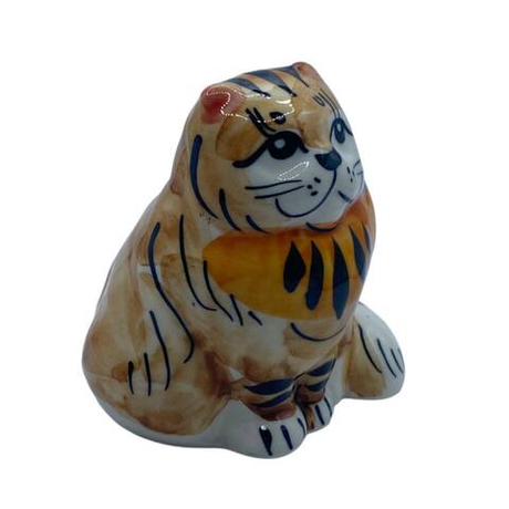 Фигурка Кот лохматый сидячий цветная гжель