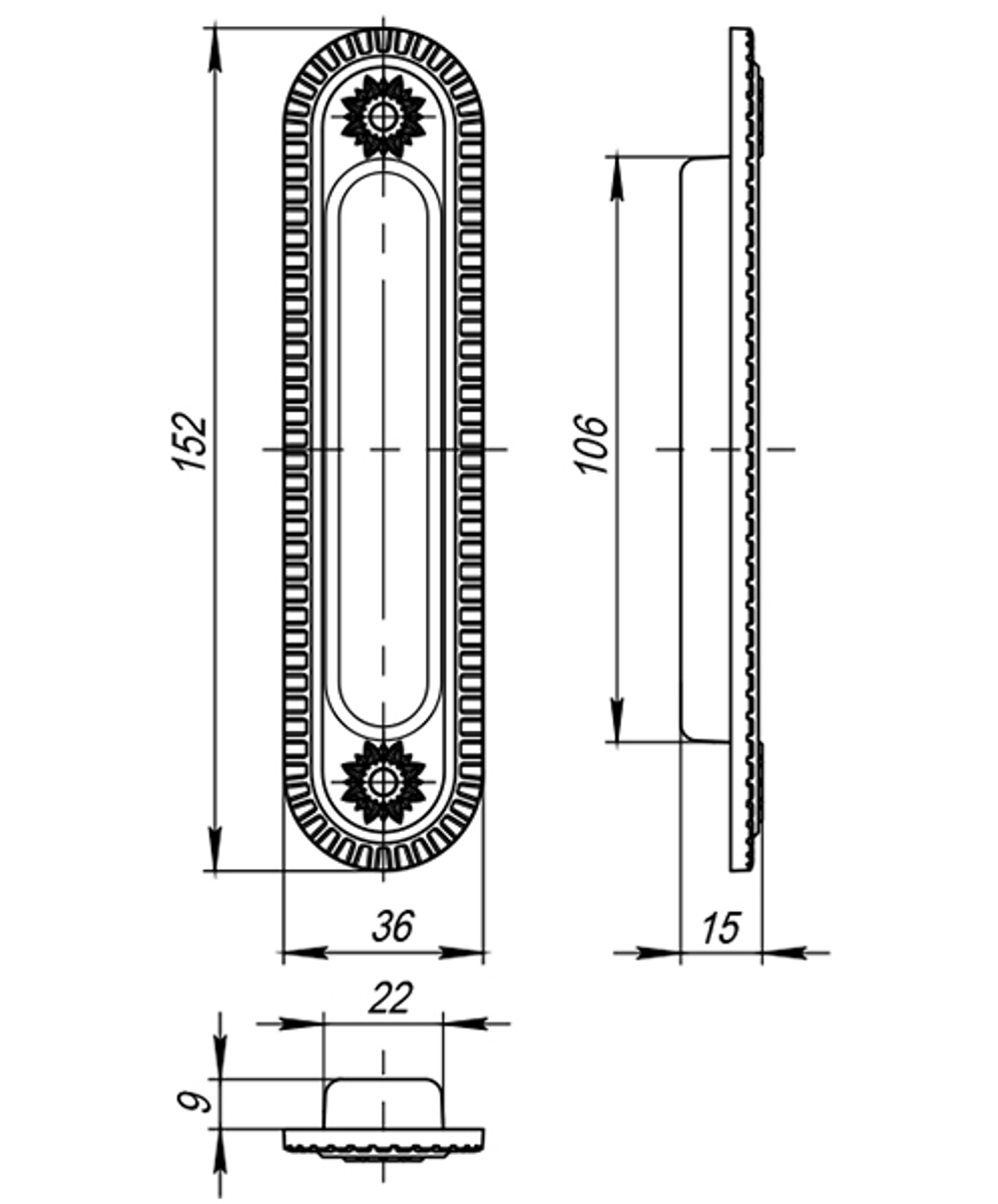 Ручка для раздвижных дверей SH.CL152.010 (SH010/CL) OB-13 античная бронза