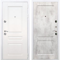Входная металлическая белая дверь RеX (РЕКС) Премиум H белая ФЛ-243 силк сноу / ФЛ-117 Бетон светлый