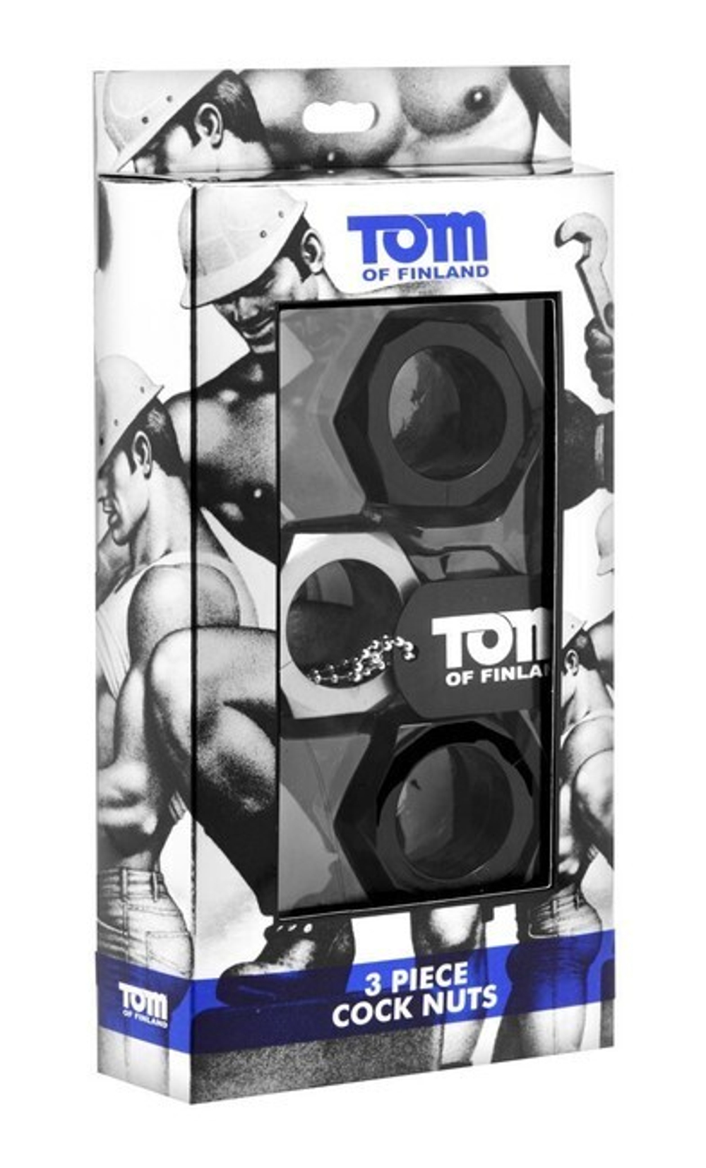 Набор эрекционных колец Tom of Finland Cock Nuts из 3-х штук (Цвет: черно-серебристый)