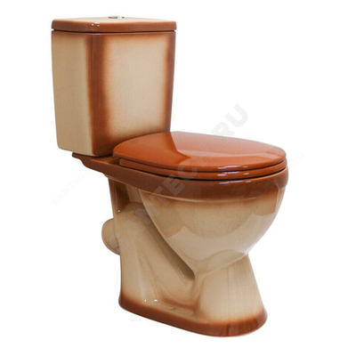 Унитаз-компакт косой выпуск нижний подвод 1/реж коричневый декор Лира Rosa (Кировская керамика)