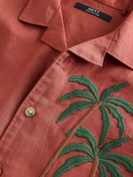 Рубашка с коротким рукавом и вышивкой для мальчика Next AB7-075, Кирпичный