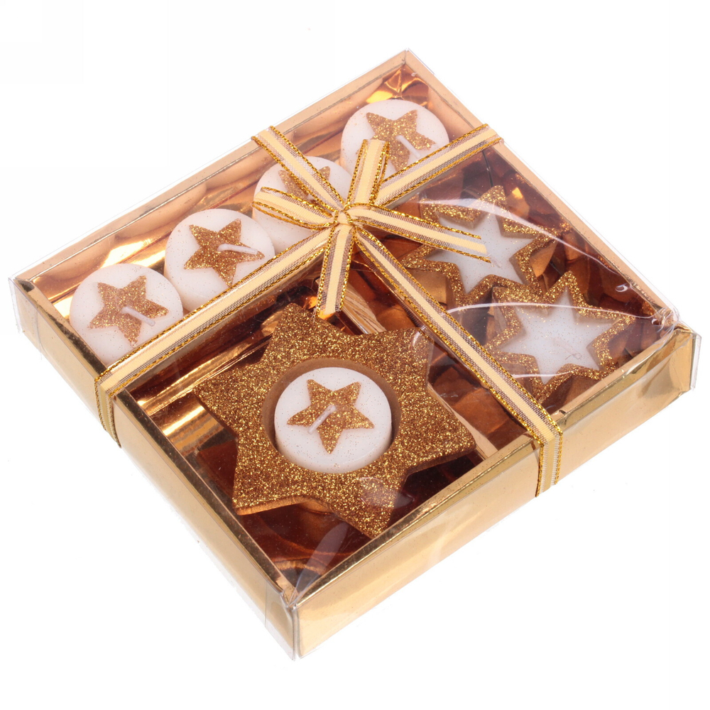 Набор свечей «Звёздное небо» 16,5х15,5х3 см, золото