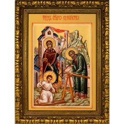 Труд Святого семейства. Икона на холсте.