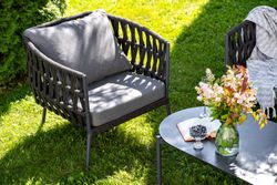 "Диего" лаунж-зона 4-местная плетеная из роупа (веревки), каркас алюминиевый темно-серый, роуп темно-серый