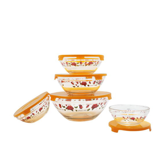 Набор стеклянных салатников с крышками Irit GLSA-5-001 оранжевый