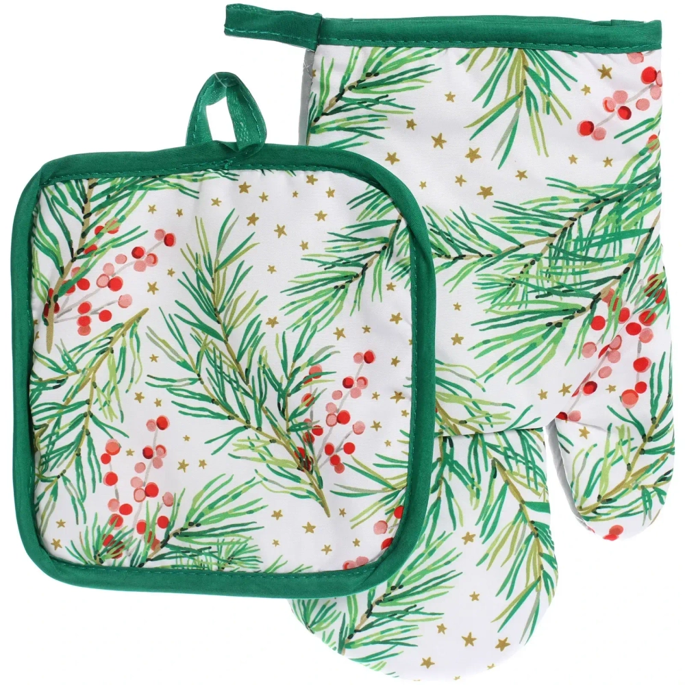 Прихватка в наборе с варежкой «Зимняя ягода», 17,5*17,5 см и 27*17 см