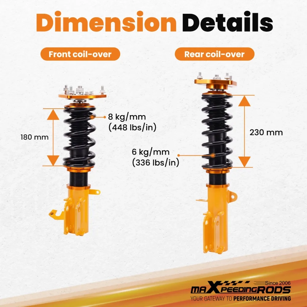 MaXpeedingrods Adjustable Coilovers Shocks Spring Kit подходит для автомобиля Toyota Corolla 87-02