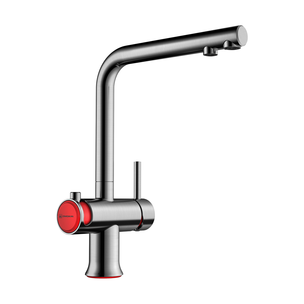 Смеситель для кухни Omoikiri Hotaru R Вороненая сталь, красная с подключением к фильтру с питьевой водой 4994026