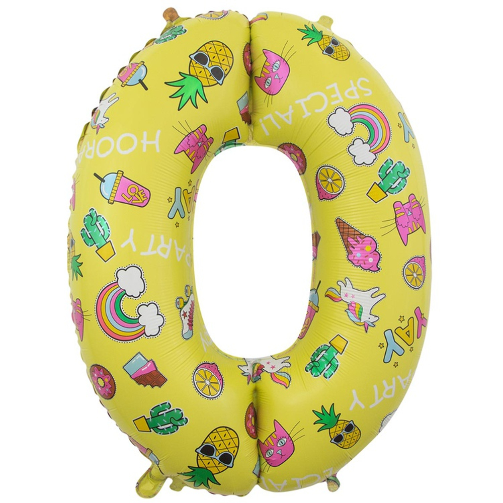 Шар фольгированный Цифра 0 81 см (Желтый)