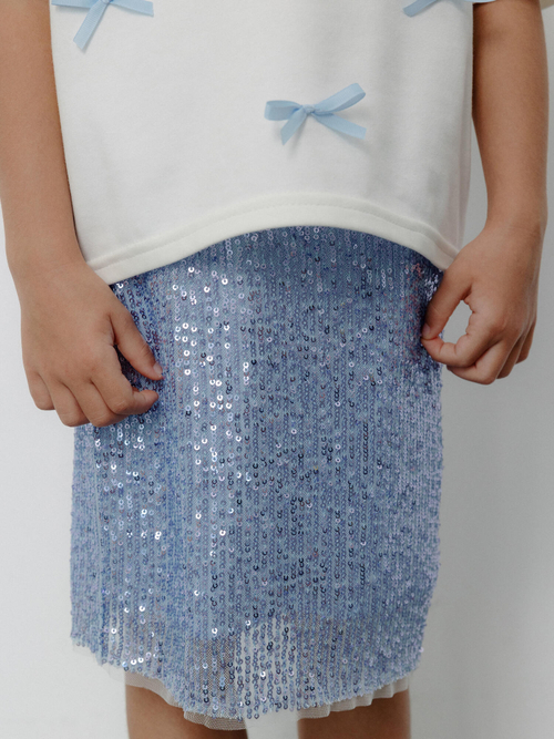Юбка с пайетками, Голубой