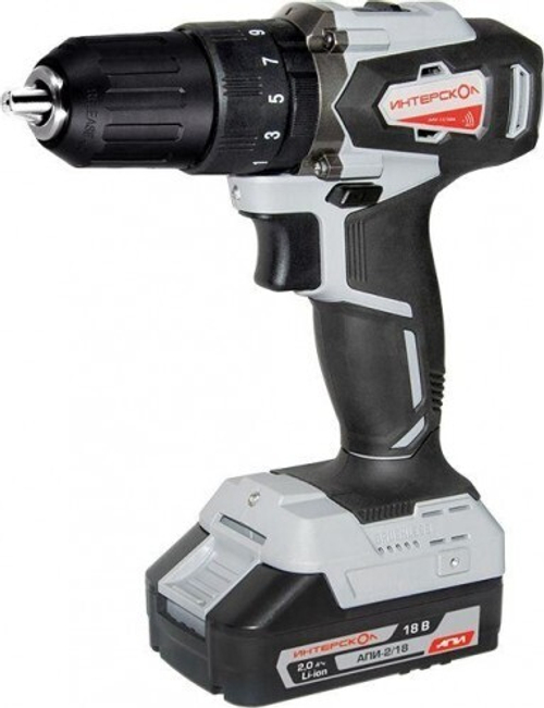 Ак. дрель Интерскол ДАУ-13/18ВК (Li-ion,АПИ 2 аккум., 2Ач) ударная