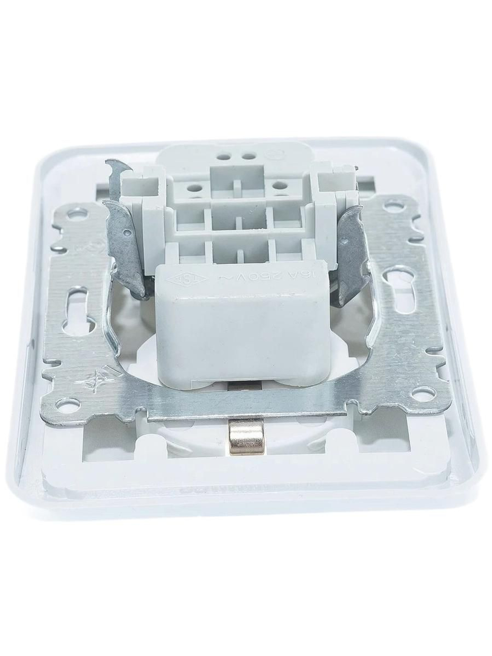 Двойная розетка с заземлением, белая Makel Mimoza 12082