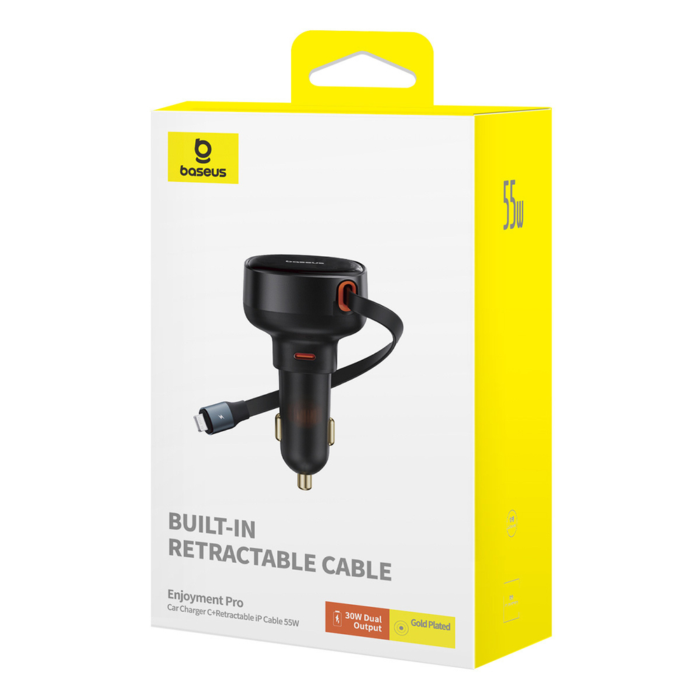 Автомобильная зарядка Baseus Enjoyment Pro C+Retractable L Cable 55W