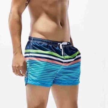 Мужские пляжные шорты синие в полоску SEOBEAN 30232