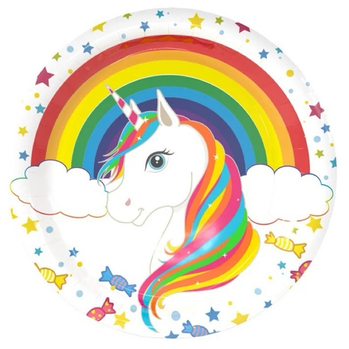 Тарелки 23см 10шт Единорог белый