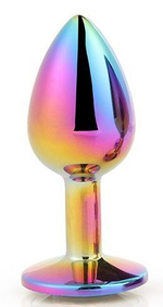 Голографическая анальная втулка с радужным кристаллом - 7,1 см.