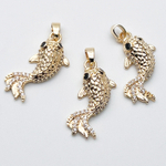 Подвеска Рыба, цвет золото, размер 25*11 мм + бейл 6 мм, цена за 1 шт