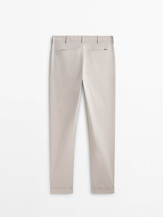 Massimo Dutti Крашеные брюки чинос свободного кроя из ткани с микропринтом, бежевый