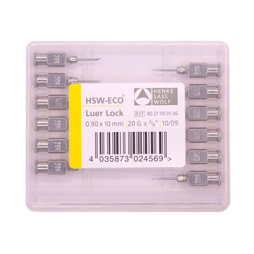 Игла многоразовая ECO Henke, 0,9х10 мм (20Gх3/8"), Luer-Lock, 12 шт.