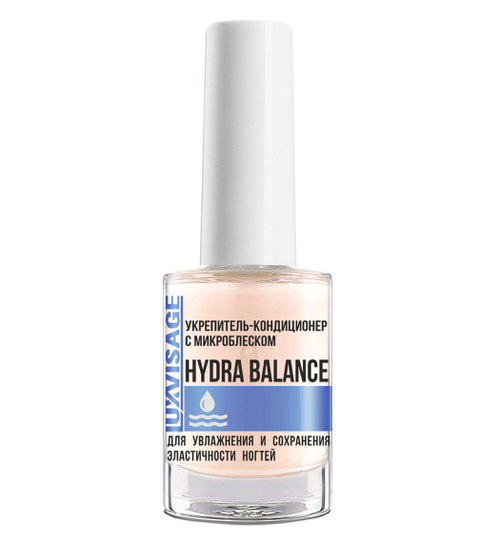 "LUX VISAGE" Укрепитель- кондиционер с микроблеском HYDRA BALANCE для увлажнения и эластичности ногтей 9 мл